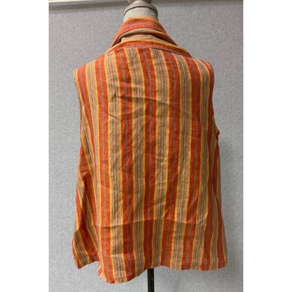 Bryn Walker Etta Red Yellow Striped Woven Cotton Cowl Neck Sleeveless Tank Top S - Picture 6 of 11